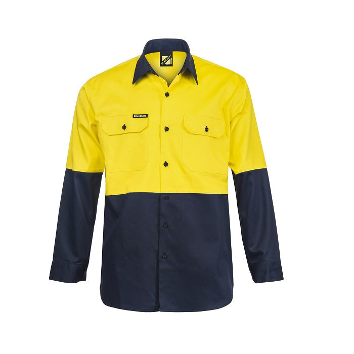 Workcraft WS3022 HiVis Two Tone L/S Cotton Drill Shirt
