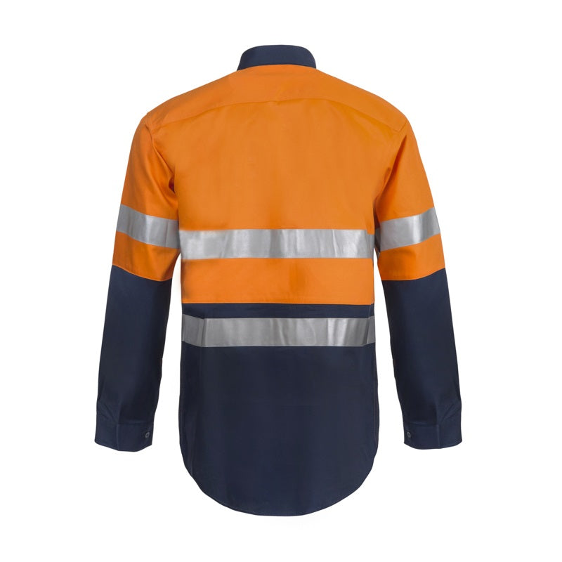 Workcraft WS3028 HiVis Two Tone Long Sleeve Cotton Drill Shirt
