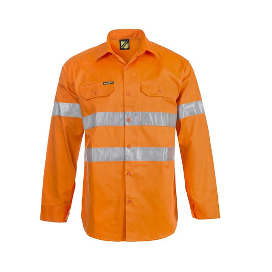 Workcraft WS4002 HiVis L/S Cotton Drill Shirt with CSR Reflective Tape