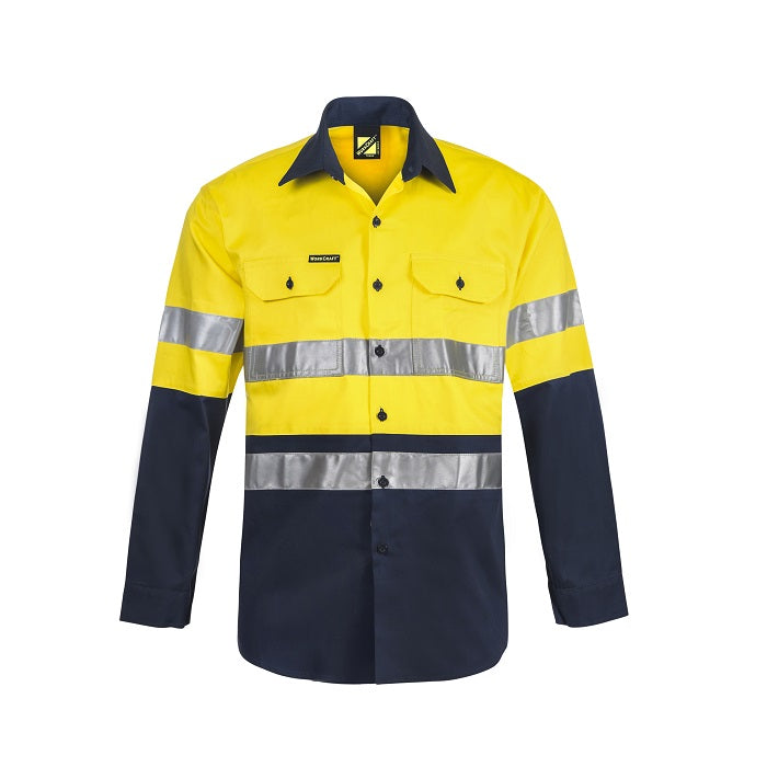 Workcraft WS4000 HiVis Two Tone L/Sleeve Shirt 3M tape