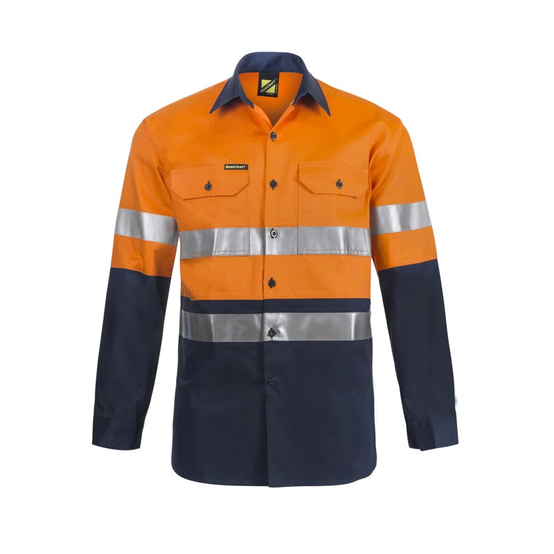 Workcraft WS6030 Lightweight HiVis Two Tone L/S Vented Cotton Drill Shirt
