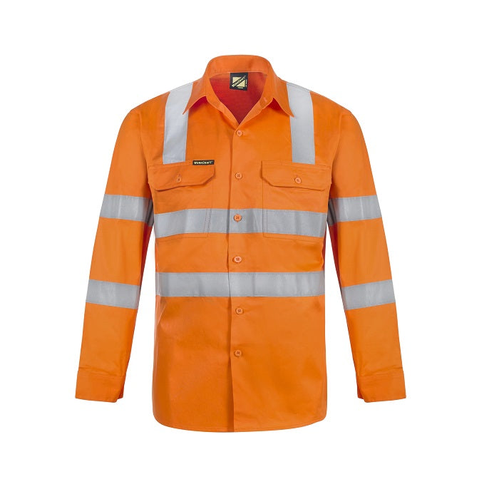 Workcraft WS6011 Lightweight HiVis Vented Cotton Drill Shirt with Semi Gusset and Shoulder Pattern CSR Reflective Tape