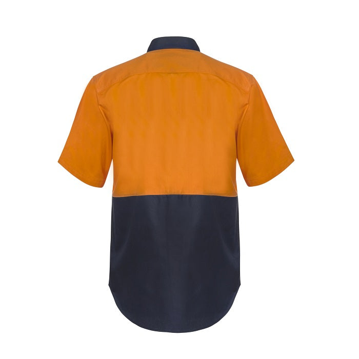 Workcraft WS3063 HiVis Two Tone Short Sleeve Cotton Drill Shirt with Press Studs