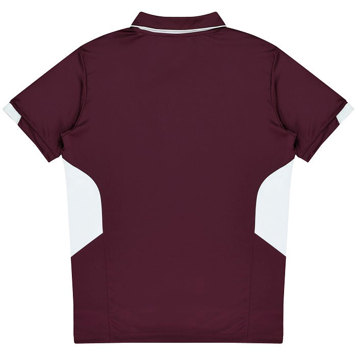 Aussie Pacific N1311 Tasman Mens Polo Maroon/White
