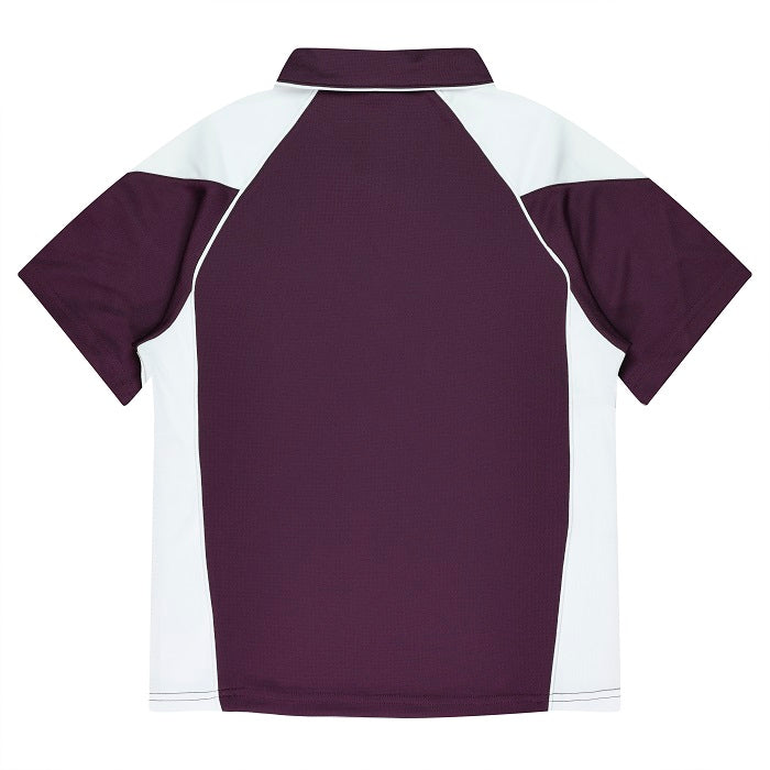 Aussie Pacific N2301 Premier Ladies Polo Burgundy/White