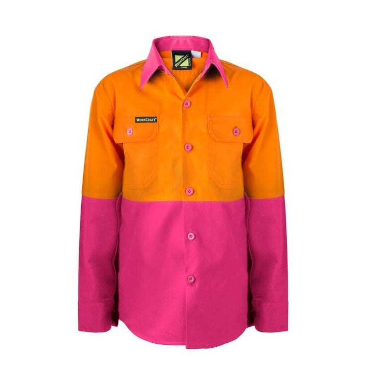 Workcraft WSK127 DISCONTINUED Kids HiVis 2 Tone L/Sleeve Shirt