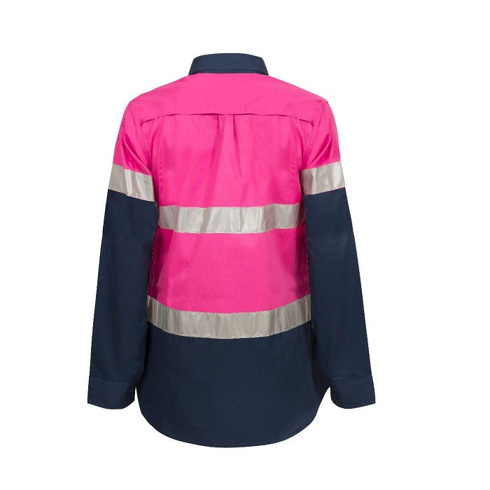 Workcraft WSL503 Ladies HiVis 2 Tone Shirt REFLECTIVE TAPE - Back