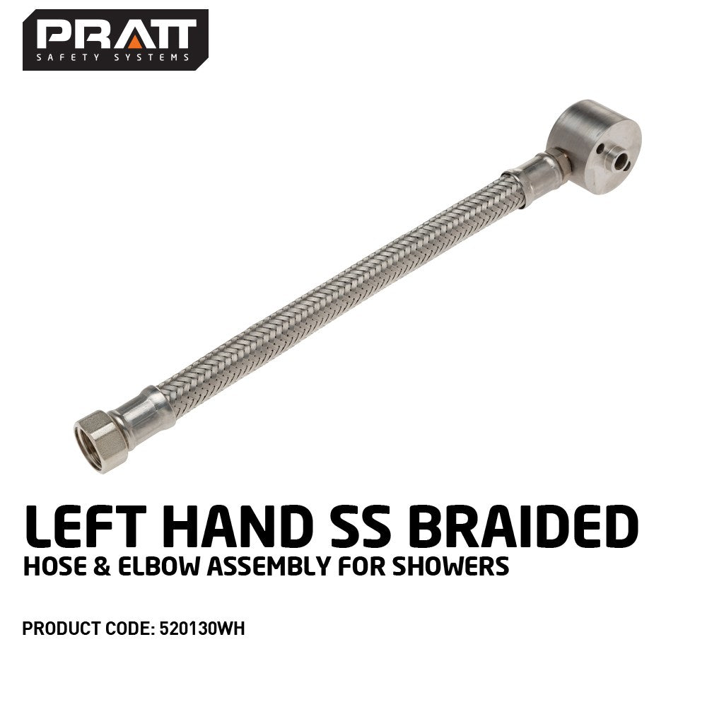 PIP 520130WH Left Hand SS Braided Hose & Elbow Assembly For Showers