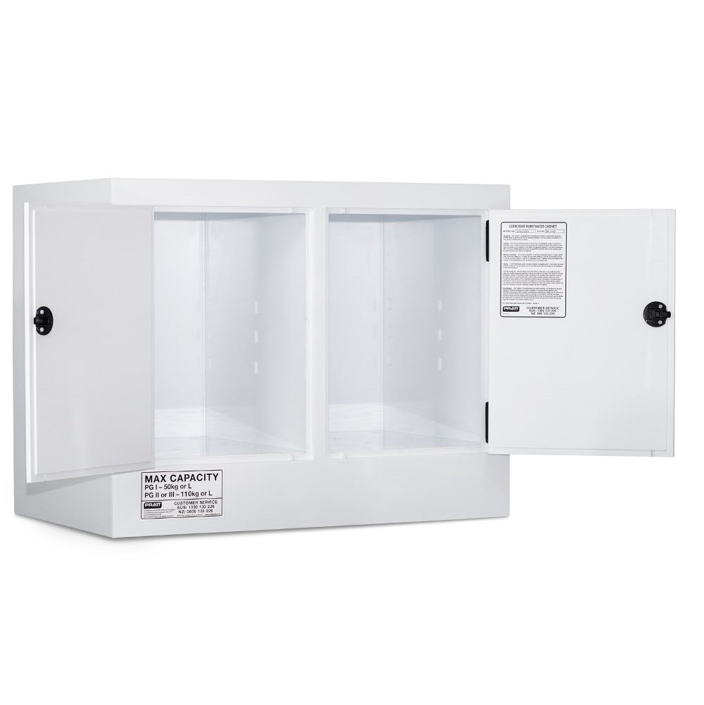 Pratt 5540PSPH CLASS 8 Corrosive Substance Storage Cabinet Polyprophylene 110L 2 Doors 2 Shelves