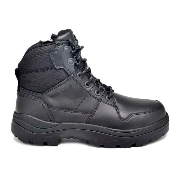 Wide Load 590BZN 6 Inch Black Soft Toe Zip / Lace Up Non Safety  Boot