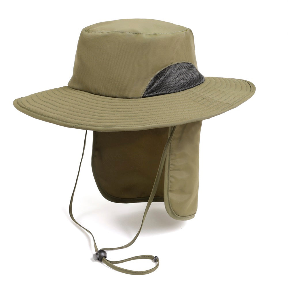 Grace Collection AH726 Outdoor Hat - Khaki - Front View with Neck Flap