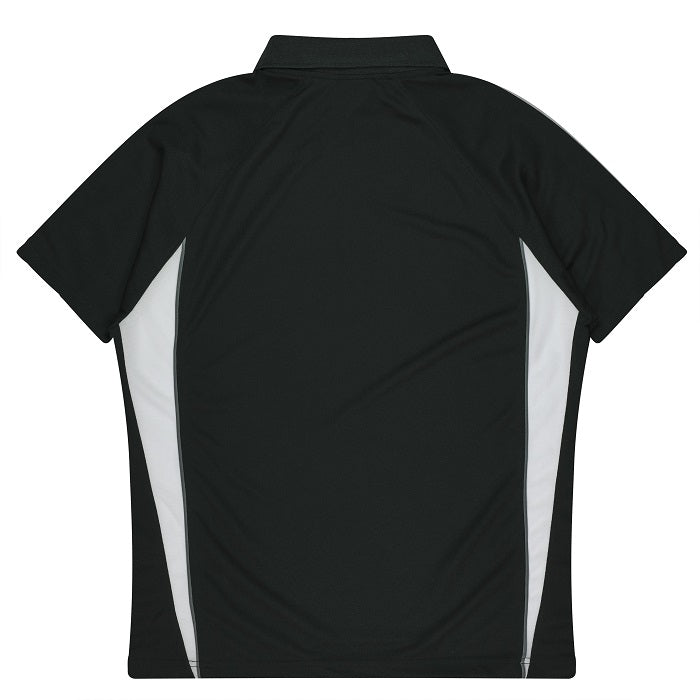 Aussie Pacific N3304 Kids Eureka Polo, rear view, black/white
