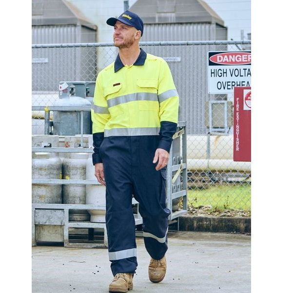 Bisley BC8477T Apex 185/240 Taped Hi Vis FR Ripstop Vented Coverall