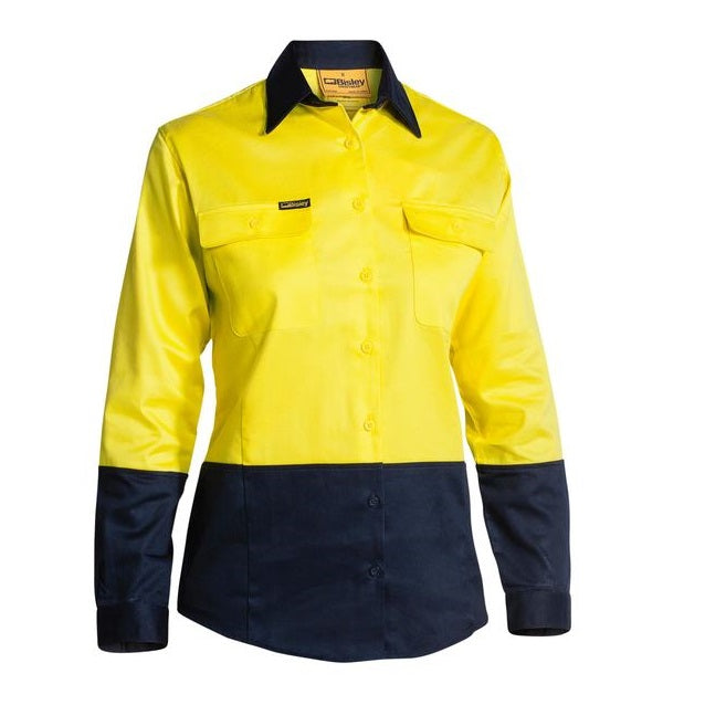 Bisley BL6267 Womens 2-Tone HiVis Drill Long Sleeve Shirt