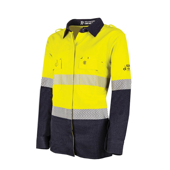Bool BWW2595T1 Womens Regular Weight PPE2 Two Tone FR Shirt With Segmented FR Reflective Tape