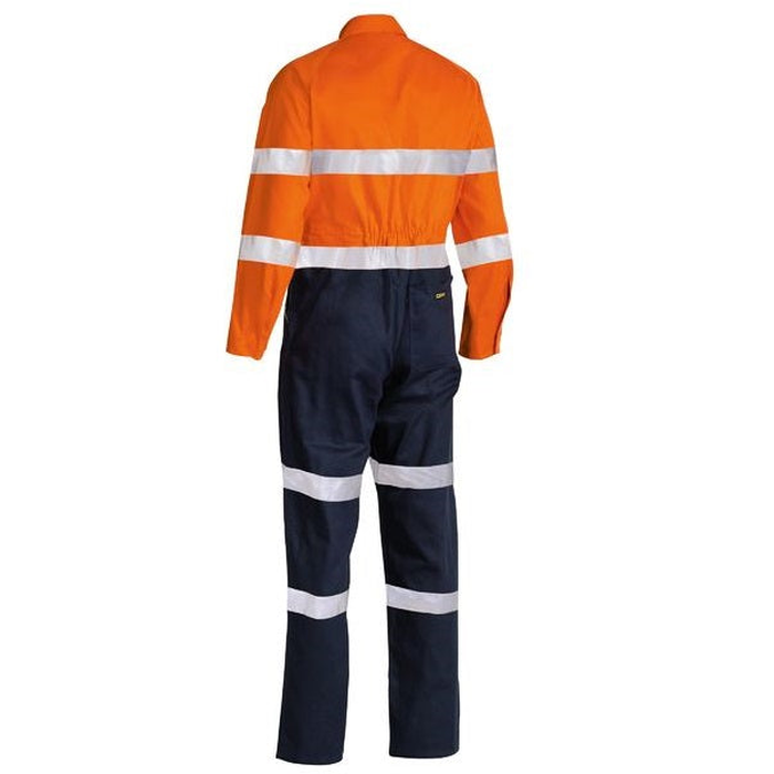 Bisley BC6357T Taped Hi Vis Drill Coverall, orange/navy, rear view