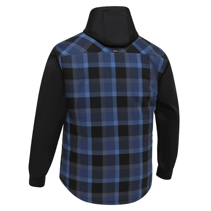 Bisley BJ6708 Contrast Check Hooded Shirt, blue check, rear view