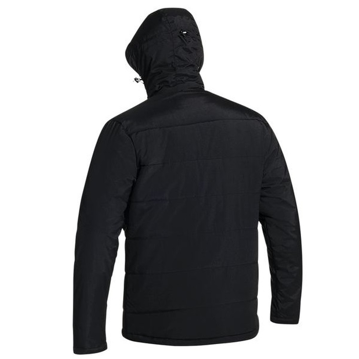 Bisley BJ6928 Puffer Jacket With Adjustable Hood, hooded back view, mens, black