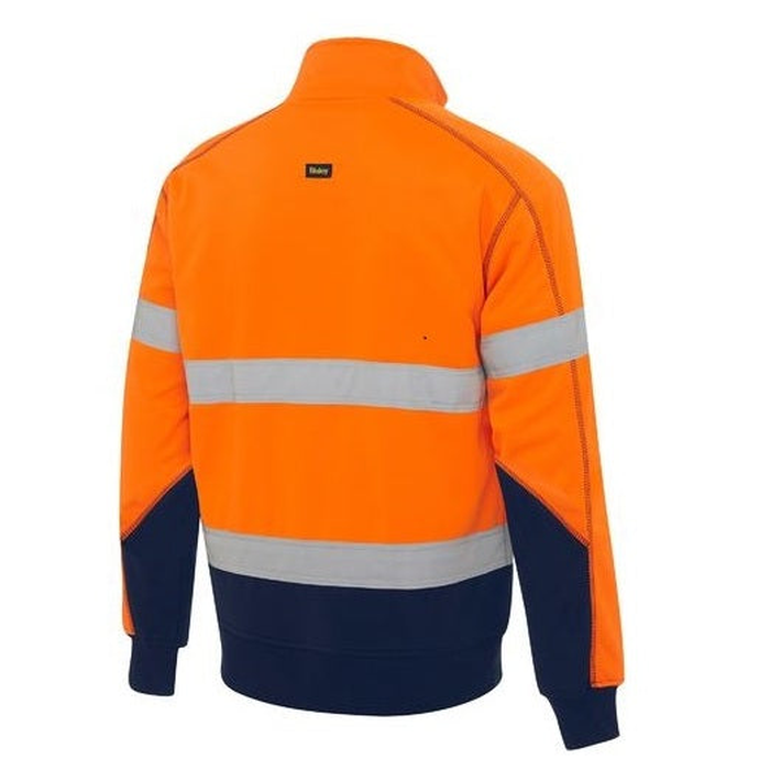 Rear view, orange/navy, Bisley BK6987T Taped HiVis Fleece Pullover With Sherpa Lining