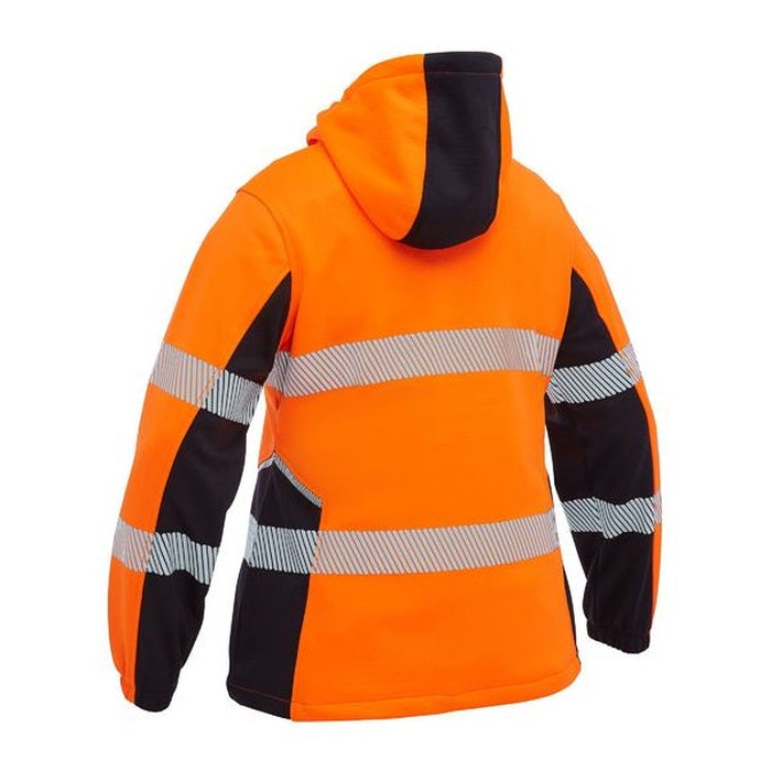 Bisley BKL6571T Womens FLX & Move™ Hi Vis Taped Liquid Repellent Fleece Hoodie, orange/navy, rear view
