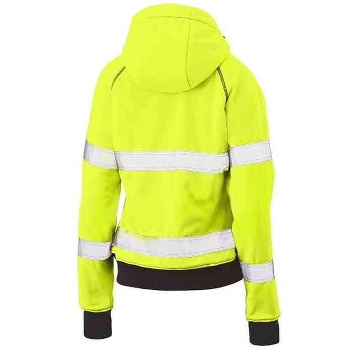 yellow/navy, rear view Bisley BKL6819T Womens Taped HiVis Fleece Hoodie