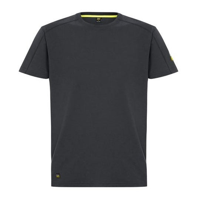 Black crew neck, worksite, tradie, Bisley BKT082 Womens FLX & Move™ Logo Sleeve Tee, front view