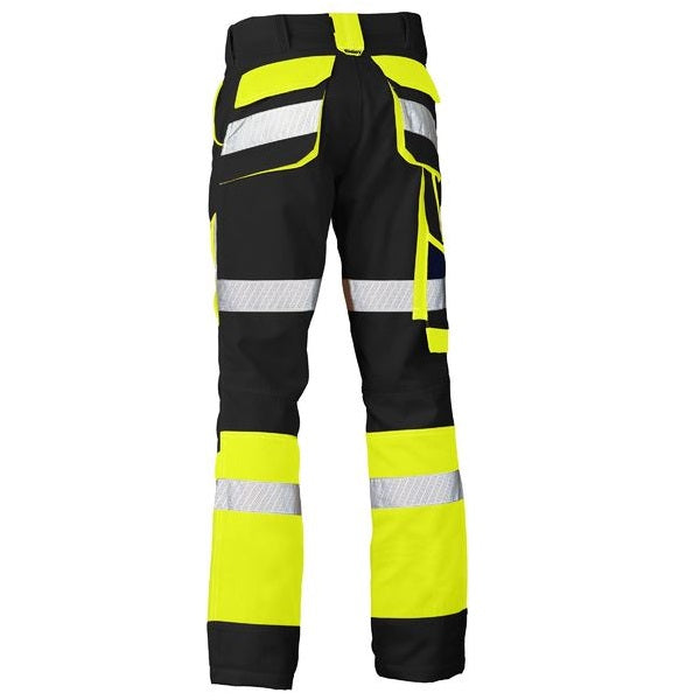 Bisley BP6412T Taped Biomotion 2-Tone Pants, black/ yellow, rear view