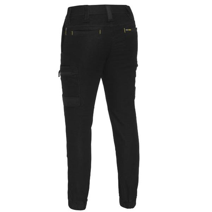 Black, mens, rear view, Bisley BPC6335 Flex and Move Stretch Cargo Cuffed Pants