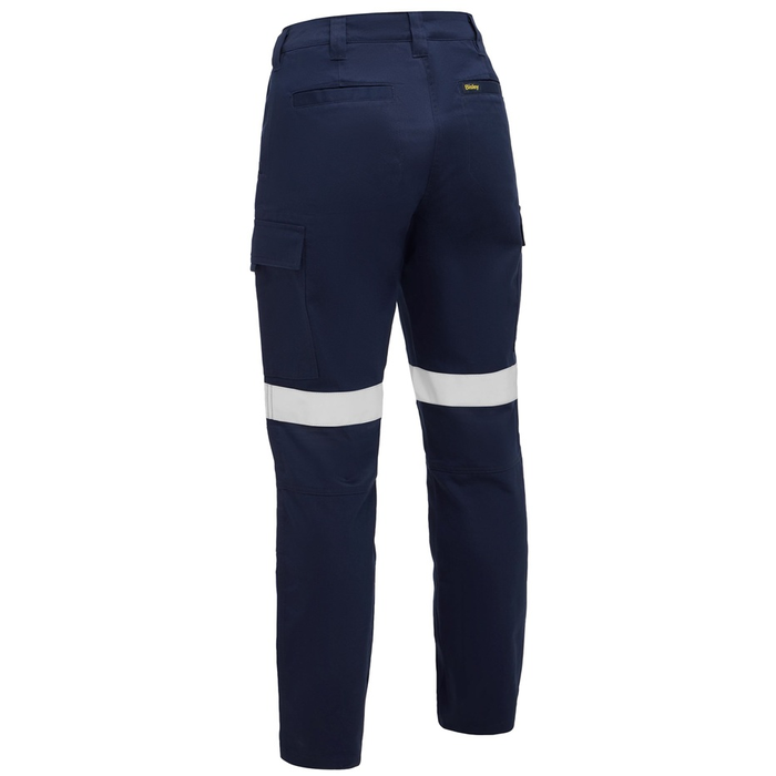 Bisley BPCL6126T Womens Taped Industrial Lightweight Cargo Pants, navy hi vis, rear view
