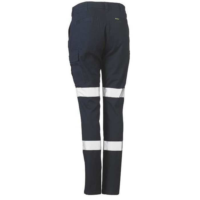 Bisley BPL6115T Womens Taped Cotton Cargo Pants, navy, rear view