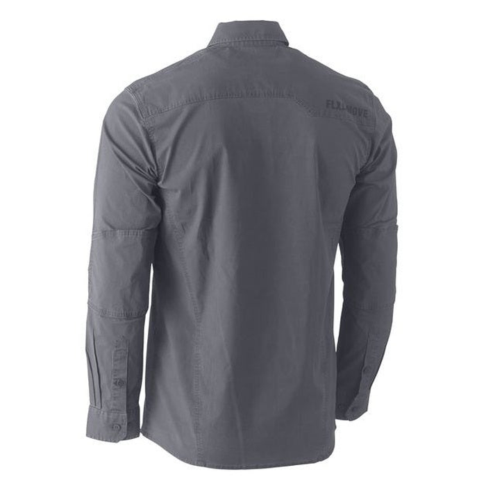 Bisley BS6144 Flex and Move Utility Work Long Sleeve Shirt, charcoal rear view