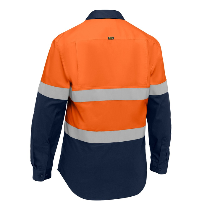 Bisley BS6390T Industrial Taped Hi Vis Cool Lighweight Vented Shirt, orange navy rear view