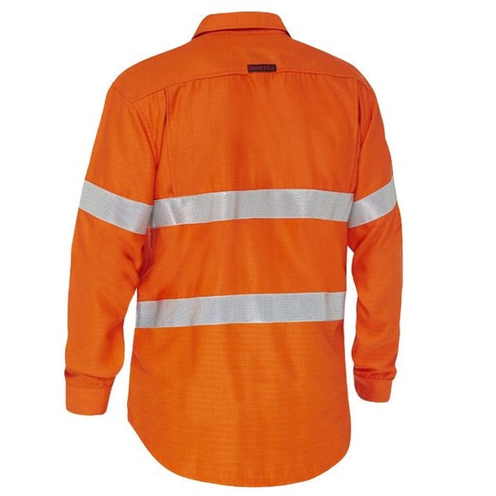 Bisley BS8339T Apex 160 Taped HiVis FR Ripstop Vented Shirt, orange, rear view