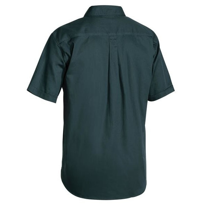 Bisley BSC1433 Closed Front Cotton Drill Short Sleeve Shirt, bottle green, rear view