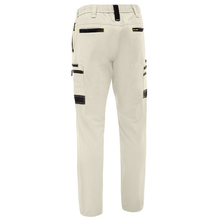 Stone coloured, rear view, Bisley BPC6338 FLX & Move™ Stretch Canvas Elastic Waist Cargo Pants