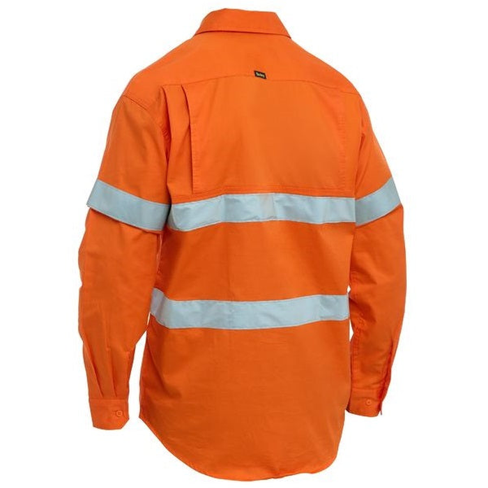 Bisley BSC6897T Taped Hi Vis Cool Lightweight Closed Front Shirt, orange, rear view