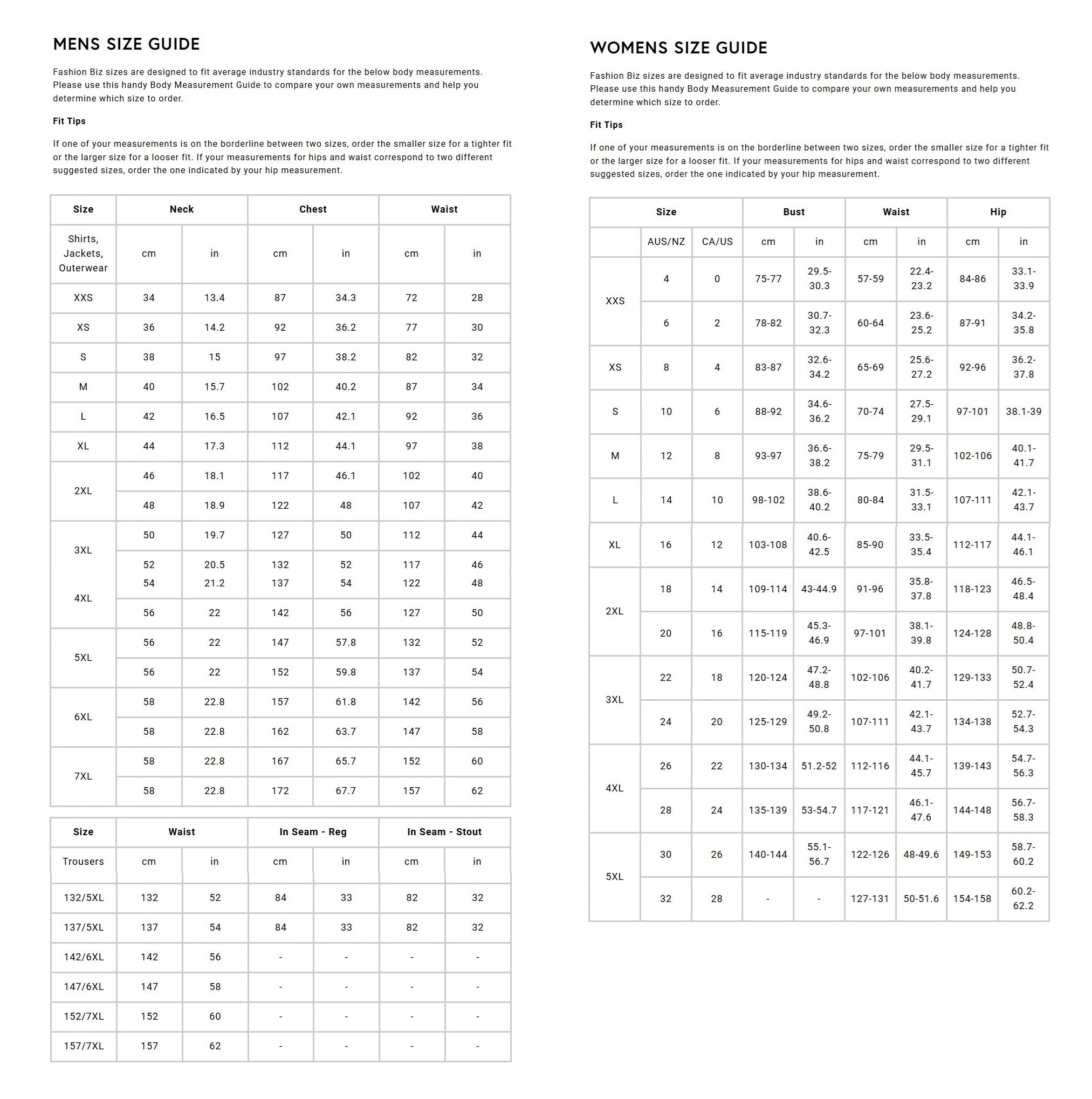 Size Chart