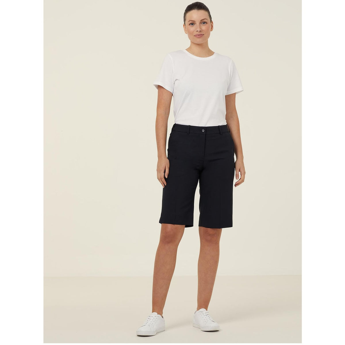 NNT CAT3NX Ladies Elastic Waist Shorts - Black - Alternative Front View
