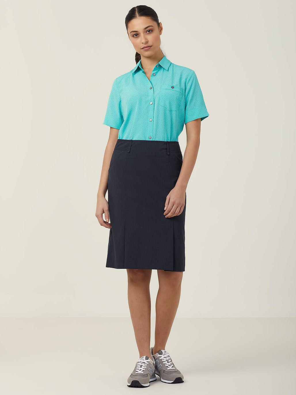 NNT CATU7H Silvi Spot Print Short Sleeve Shirt - Teal - Alternative Front View