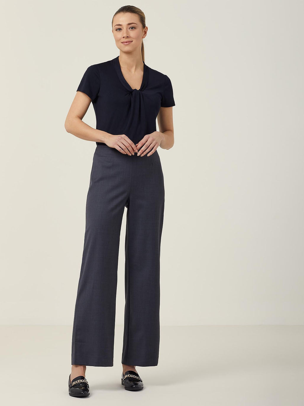 NNT CATUFS Matt Jersey Twist Neck Short Sleeve Top