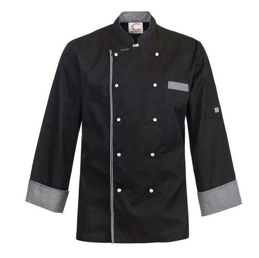 Chefscraft CJ044 DISCONTINUED Executive Chefs Lightweight Vented Jacket with Checked Detail- Long Sleeve