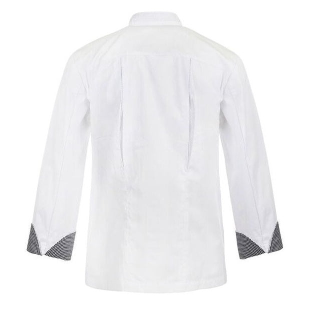 Chefscraft CJ044 DISCONTINUED Executive Chefs Lightweight Vented Jacket with Checked Detail- Long Sleeve