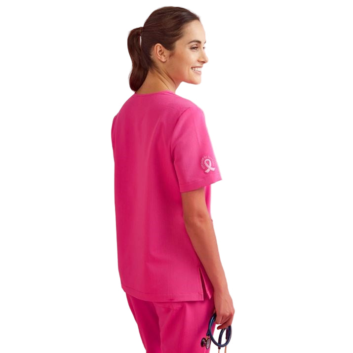 Biz Care CST245LS Womens Pink V-Neck Scrub Top