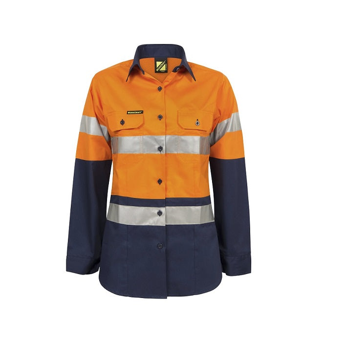 Workcraft WSL501 Ladies HiVis 2 tone L/Sleeve Shirt