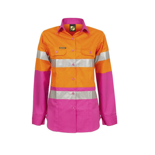 Workcraft WSL501 Ladies HiVis 2 tone L/Sleeve Shirt
