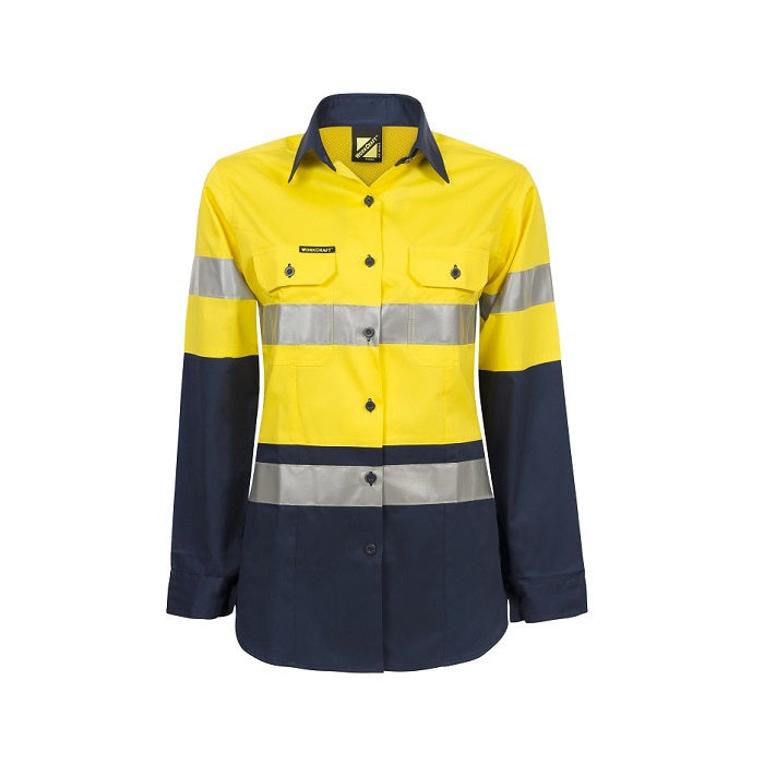 Workcraft WSL501 Ladies HiVis 2 tone L/Sleeve Shirt