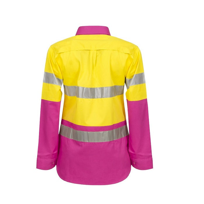 Workcraft WSL501 Ladies HiVis 2 tone L/Sleeve Shirt