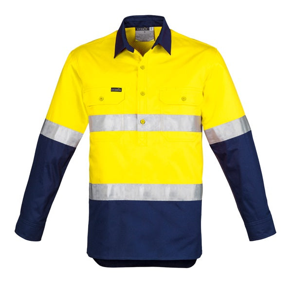 Syzmik ZW550 Mens HiVis Closed Front L/S Shirt - Hoop Taped