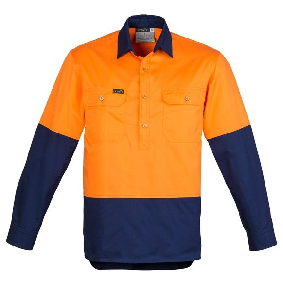 Syzmik ZW560 Mens HiVis Closed Front Long Sleeve Shirt