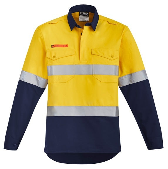 Syzmik ZW143 Mens Orange Flame Hoop Taped Closed Front Shirt